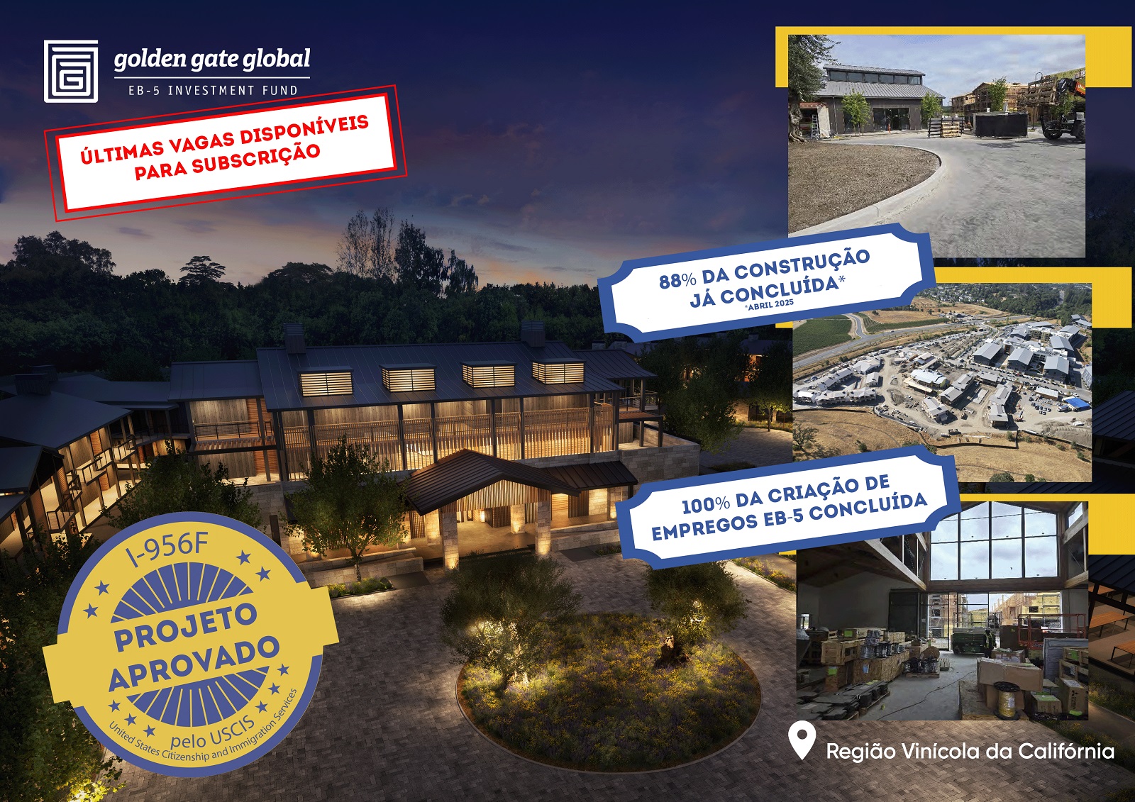 USCIS aprova o projeto EB-5 do Golden Gate Global: Healdsburg Vineyard Hotel pela Appellation Hotels